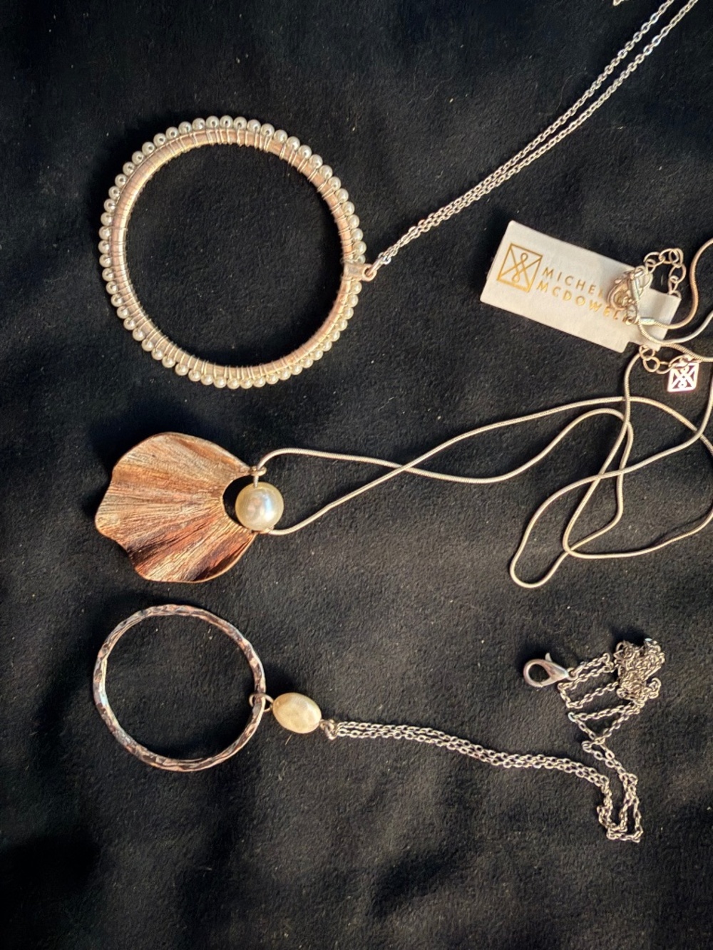 Gold and pearl scent necklace bundle - three necklaces